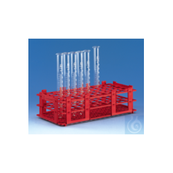 Test tube rack, PP 265x126x75 mm f. 84 tubes w.d. 13 mm red