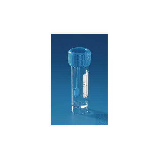 Stuhlproben-Behälter, PS ca. 30 ml, unsteril (blauer Deckel)