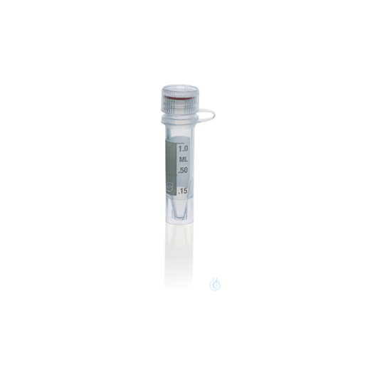 Reaction vessel PP, attached screw cap PP 1.5 ml, with stand ring, non-sterile, grad.