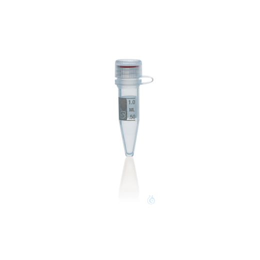 Reaction vessel PP, attached screw cap PP 1.5 ml, without standing ring, non-sterile, grad.