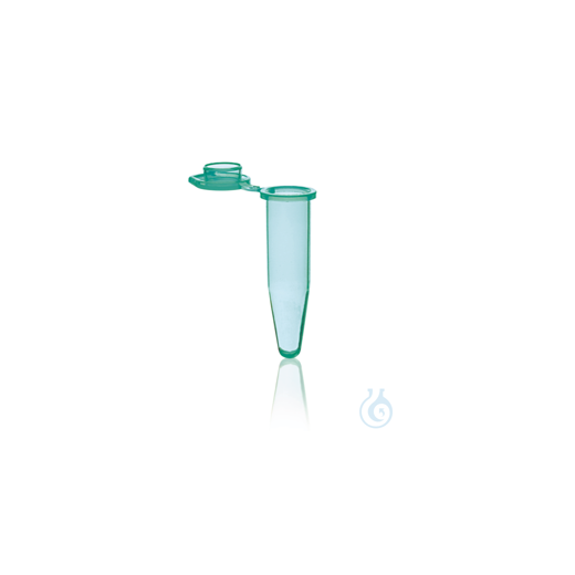 PCR tubes, single, with lid 0.5 ml, green, attached lid flat