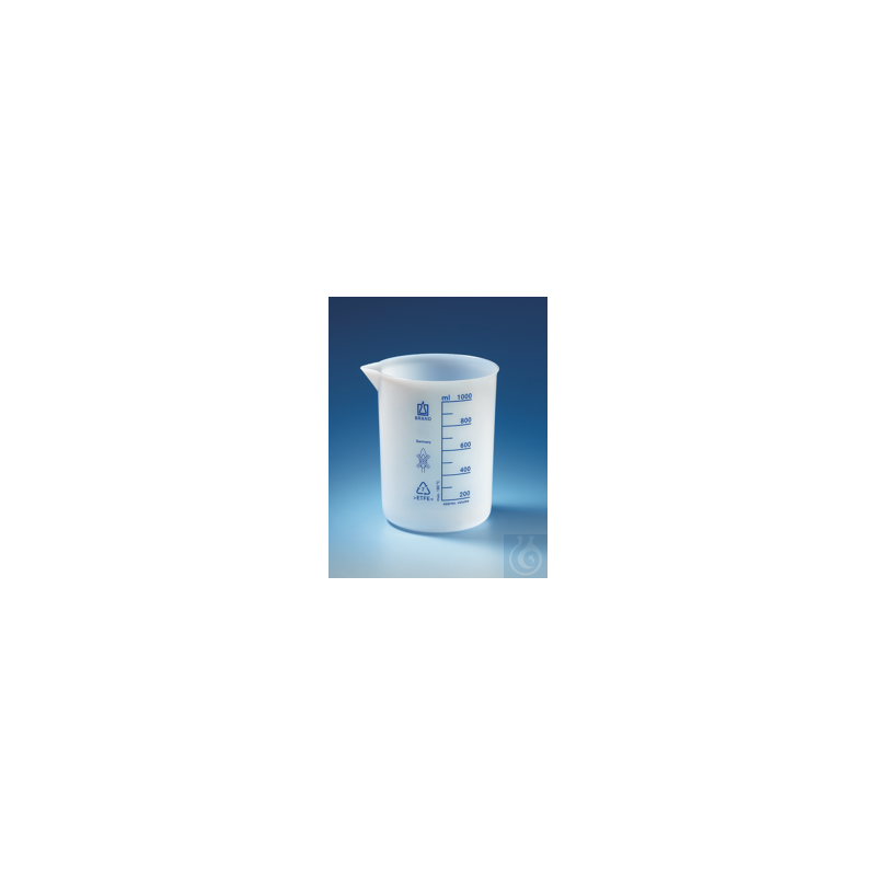 Beakers, low form, ETFE 600 ml:100 ml, with graduation and spout, 71,00