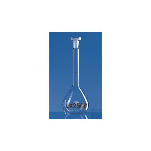 Messkolben, Boro 3.3, BLAUBRAND-ETERNA, Klasse A, braun grad., mit NS 10/19