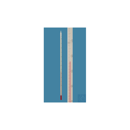Thermometer similar to BS 1704, D/total, stem type, 0+100:1°C, white back, red back
