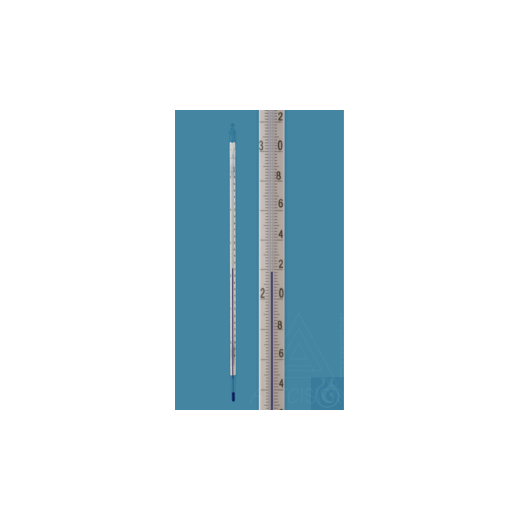 Laboratory thermometers, similar to DIN, enclosed type, -10+30:0,1°C, with special