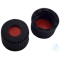 8mm PP screw cap, black, with hole, 8-425, natural rubber red-orange/TEF tra