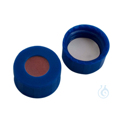 9mm PP short thread cap, blue, with hole, RedRubber/PTFE...