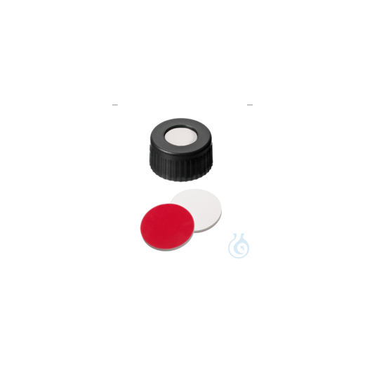 ND9 PP short threaded cap, black, 1.0 mm, silicone white/PTFE red