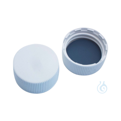 24mm PP screw cap, white, closed, butyl red/PTFE grey,...