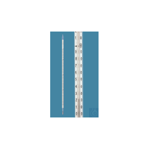 Quartz glass thermometer, laboratory type, enclosed type, 0+750:2°C, capillary run