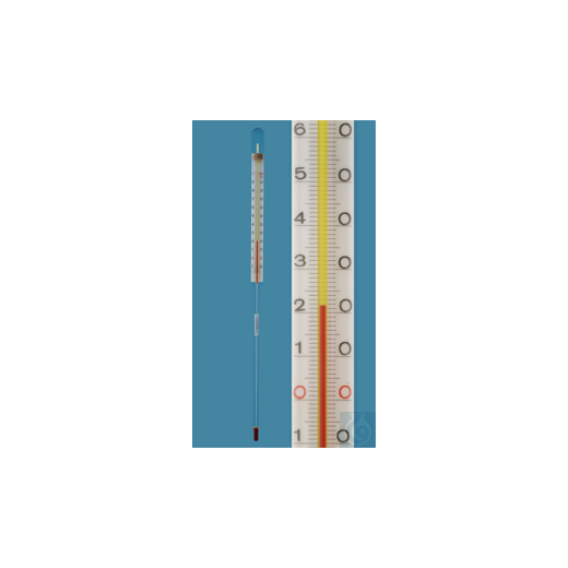 Stockthermometer mit Feinteilung, Einschlussform, 0+50:0,2°C, Kapillare