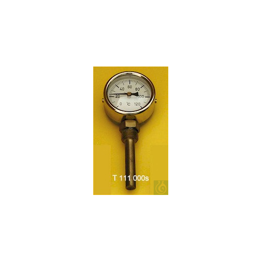 Bimetallic dial thermometer, radial stem, 0+120:2°C, case diameter
