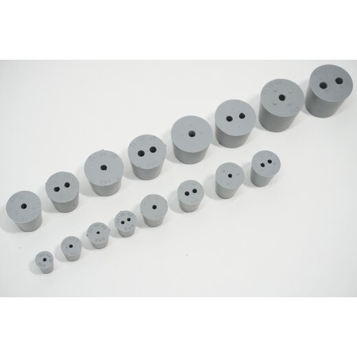 Gummistopfen Laborstopfen mit 3,4,5,6,7mm Loch konisch Stopfen grau Gummi Stopfe