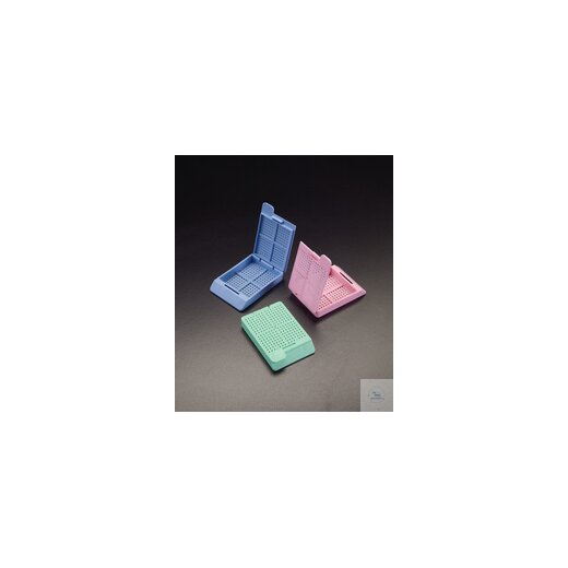 Biopsy cassette with clipped lid, colour orange