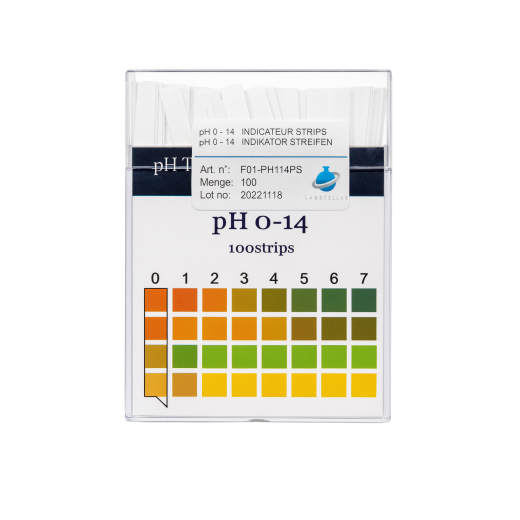 Indicator papers, box of 100 sticks, pH 0-14