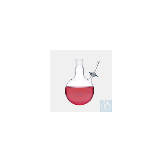 STICKSTOFFRUNDKOLBEN-BORO-NS 14/23 -ABGEWINKELTER SEITENARM MIT PTFE-HAHN-250 ML