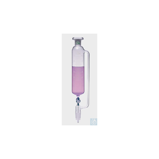 TROPFTRICHTER- ZYLINDRISCH-MIT AUSGLEICHSROHR-GRAD.-PTFE KÜKEN-250 ML