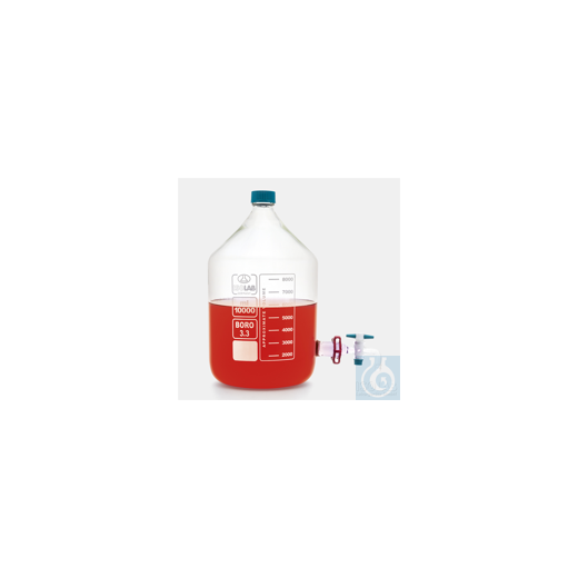 BALLOON BOTTLE WITH PTFE TAP-BORO-CLEAR- 5 LITRE