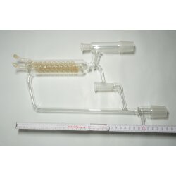 Kolonnenkopf Rückflusskühler, Dimrothkühler 2x NS29/32 Kern 1xNS19 Hülse Olivena