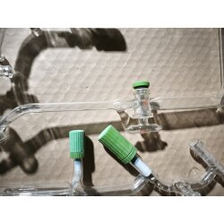 Laborkonvolut 096 2x KKolonnenkopf mit Kühler, Verspiegelt Nadelventilhahn