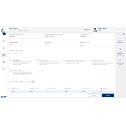 EasyTouch Formulation – Recipe/formulation function