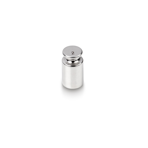 Single weight, OIML class F1, 2 g, button, polished stainless steel