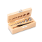 Weight set, M2, 1 g - 100 g, button, finely turned stainless steel, in wooden case