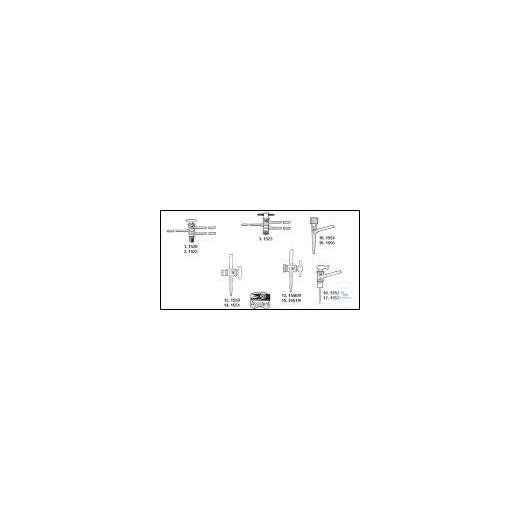 Two-way stopcocks (patent stopcocks) borosilicate glass 3.3, with NS PTFE plug B