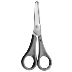 Laboratory scissors with plastic handles, straight, 120 mm