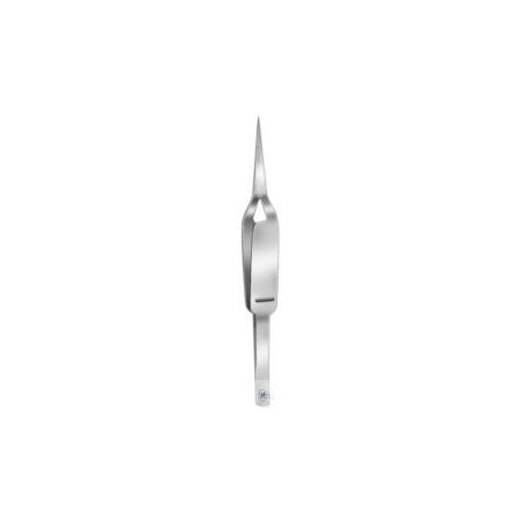 Tweezers, straight, pointed, crossed, fine, 100 mm long