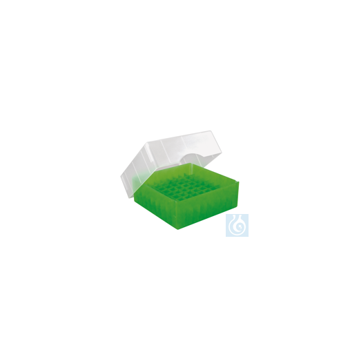 ratiolab® Kryo-Boxen, PP, Raster 6 x 6, grün, 133 x 133 x 50/75 mm, Kombideckel,