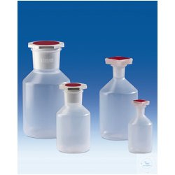 Narrow neck bottle, PP, with stopper NS 19/26, 250 ml