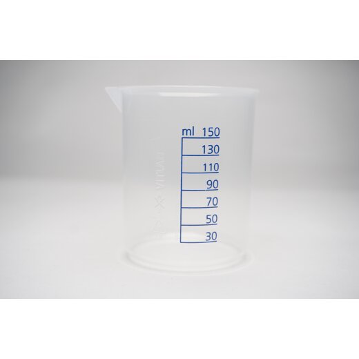 Griffin beaker, PP, raised blue embossed scale, 150 ml
