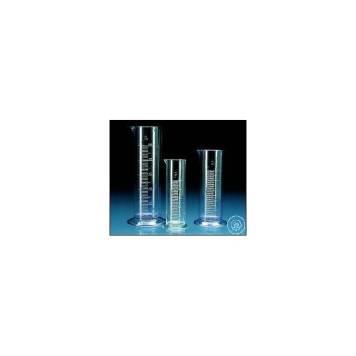 Graduated cylinder, SAN, class B, low form, raised scale, 250 ml