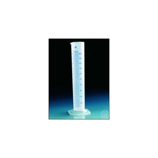 Graduated cylinder, PP, class B, tall form, blue raised scale, 25 ml
