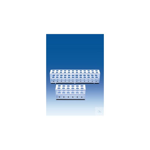 Reagenzglasgestell, PP, 12 Plätze für Gläser mit Ø bis 21 mm, weiß