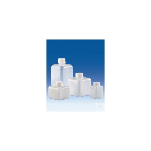 Enghalsflasche, PE-HD, mit Schraubkappe PE-LD, quadratisch, 100 ml