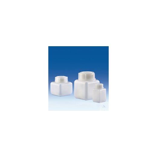 Wide neck bottle, PE-HD, with screw cap PE-LD, square, 100 ml