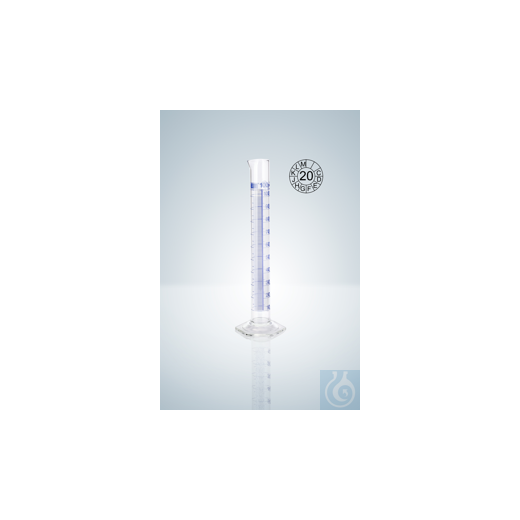 Messzylinder DURAN®, Kl. A, blau grad., 10:0,2 ml, H 140 mm