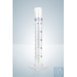 Messzylinder DURAN®, Kl.A USP, blau grad, 50:1 ml, H...