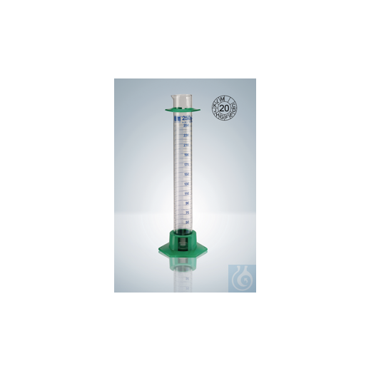Graduated measuring cylinder DURAN®, cl. A, blue, 10:0.2 ml, H 140 mm