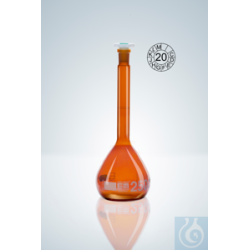 Volumetric flask DURAN®, cl. A, amber glass, 2000:0.6...