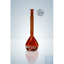 Volumetric flask DURAN®, cl. A, amber glass, 50:0.06...