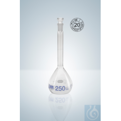 Volumetric flask DURAN®, cl. A, blue grad., 250:0.15...