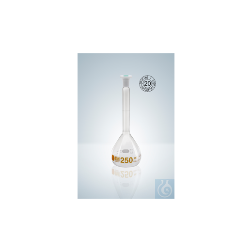 Volumetric flask DURAN®, cl. A, brown grad., 10:0.025 ml, NS 7/16, H 90 mm