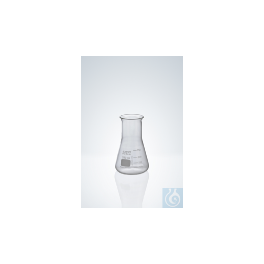Erlenmeyer flasks DURAN®, white graduated, wide neck, beaded rim, 250 ml,height 140