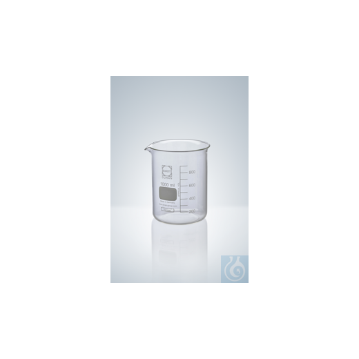 Becher DURAN®, niedrige Form, weiß grad., 100 ml, H 70 mm, Teilung und Ausg