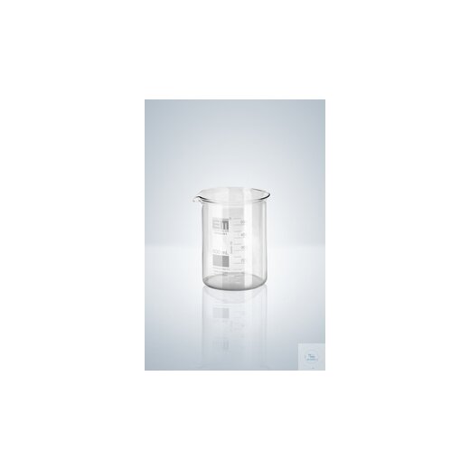 Becher, niedere Form, weiß graduiert, 100 ml, mit Teilung und Ausguss