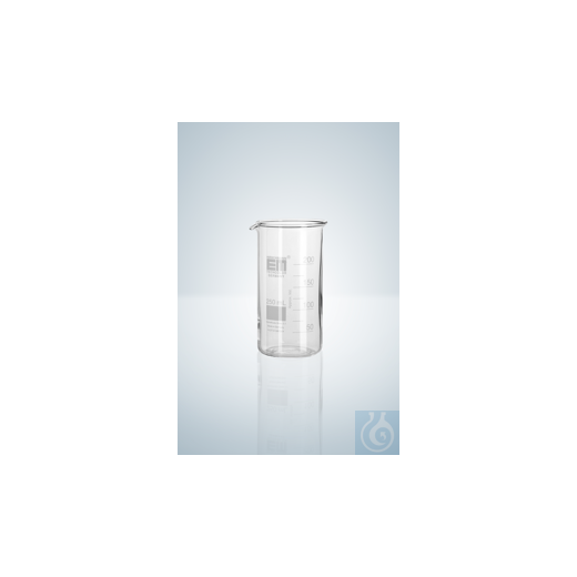 Beakers, tall form, white graduated, 250 ml, with graduation and spout