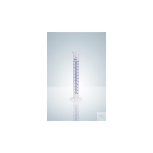 Messzylinder, Kl. B, PP, blau grad., 50:1 ml, hochtransparent